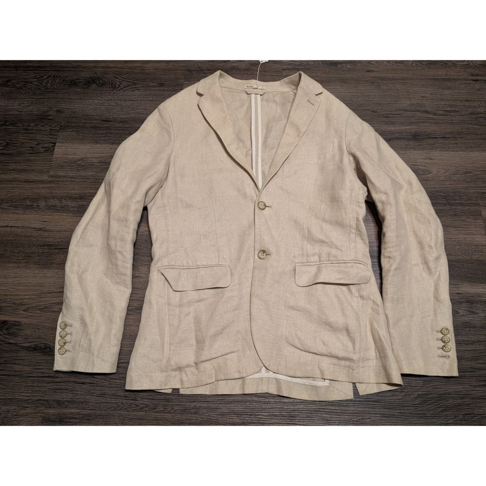 Onassis Mens Small Beige 100% Linen Two‎ Button Blazer Sport Coat